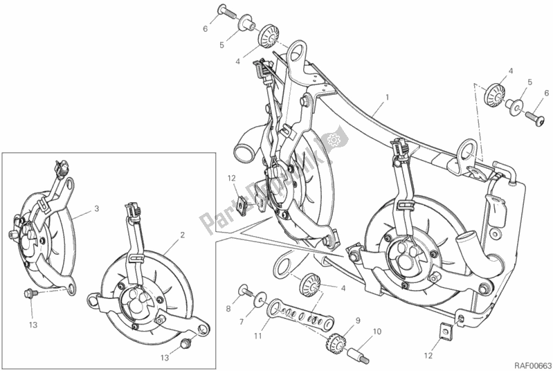 Tutte le parti per il Refrigeratore D'acqua del Ducati Diavel 1260 S Brasil 2020